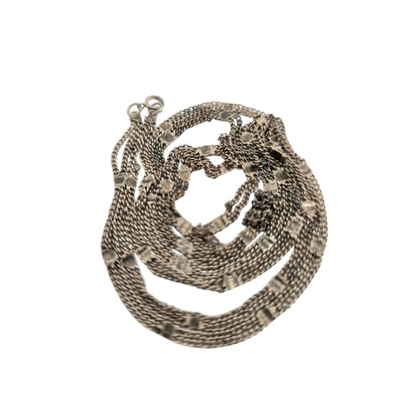 Antique Sterling Double Thin Chain With Small Section Necklace (A8987) - Picture 4 of 5